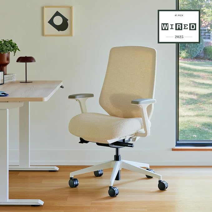 Branch Ergonomic Chair Pro - Mesh Office Chair with 14 Points of Adjustment - Height, Depth & Tilt Adjustable - 5D Armrests - Forward Tilt, Smooth Recline, and Lumbar Support - Ivory Boucle