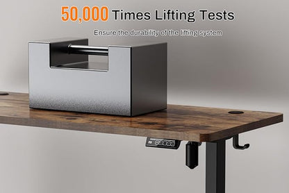 Standing Desk Electric Height Adjustable Desk 55 x 23.6 Inches Sit Stand up Desk, Computer Home Office Desk Memory Preset with Two-Piece Desktop (Vintage Brown, 55 * 24 Inch)