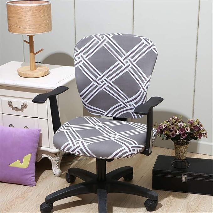 Jinzio Computer Office Chair Cover - Split Protective & Stretchable Cloth Polyester Universal Desk Task Chair Chair Covers Stretch Rotating Chair Slipcover, Smoky Grey