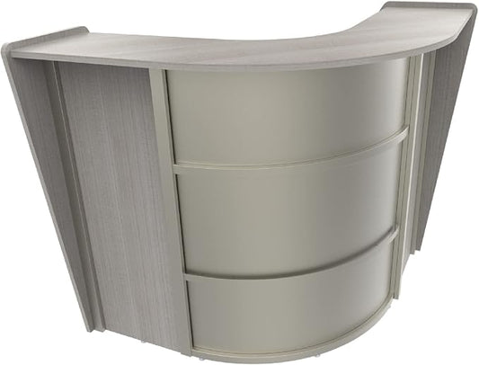 Linea Italia ZUD293 Corner Modern Office Reception Desk with Counter, Tool-Free Assembly, Reception Counter for Lobby, Salon, 48" x 48", Gray/Ash