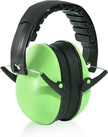 Small Size Hearing Protection Ear Muffs, Adjustable Noise Reduction Headphones for Study, Sleeping, and Travel, Green