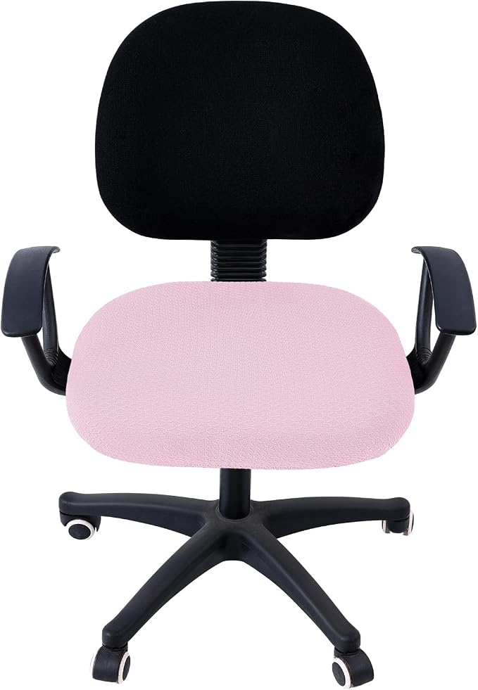 Smiry Stretch Jacquard Office Computer Chair Seat Covers, Removable Washable Anti-dust Desk Chair Seat Cushion Protectors - Pink