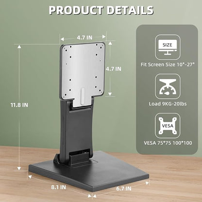 WEARSON Mount Stand for Amazon Alexa Echo Show 15 (1st, 2nd Gen), Tilt, and Rotate Stand Made for Amazon Echo Show 15 Vesa Monitor Stand Adjustable Echo Show 15 Mount, Vesa 75*75 100*100 Black