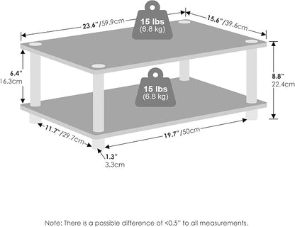 Furinno JUST Printer Stand with Storage, 2-Tier Under Desk Printer Stand, Printer Table, Toolless Assembly, for CPU, Office Supplies, Home Office, White