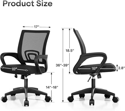 Athena Collection Office Chair - 330Lbs, Breathable Mesh Desk Chair Thickness Cushion with Lumbar Support & Armrest, Rolling Swivel Adjustable Tilt Lock for Home Office/Gaming, Bedroom Study