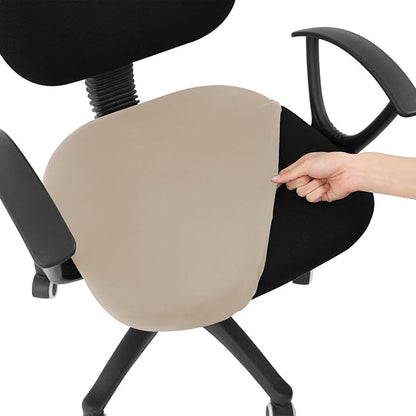 Smiry Printed Office Computer Chair Seat Covers, Stretch Fit Universal Desk Rotating Chair Cover Washable Removable Seat Cushion Protectors - Taupe