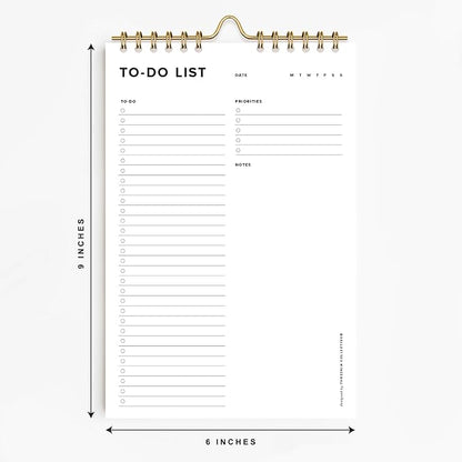 ThreeKin To-Do List Planner The Clean Agenda Daily Tear-Off Notepad, 50 Sheets, 6 x 9 in, Spiral Bound for Hanging, Work, School & Home