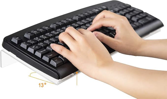 WINKINE Computer Keyboard Stand, Clear Acrylic PC Keyboard Holder Stand Tilted Computer Keyboard Stand, Keyboard Riser for Ergonomic Easy Typing, Keyboard Stand for Office Desk, Home, School