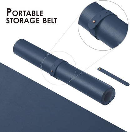 Leather Desk Mat - Non-Slip PU Desk Pad for Office and Home - Desk Organization and Accessories - Ideal for Large Mouse Pad and Desk Mats on Top of Desks (Dark Blue,31.5"x 15.7")