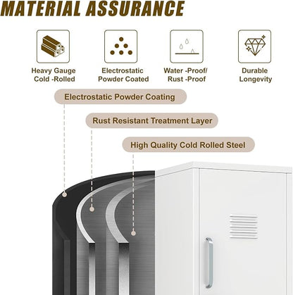 Metal Locker Cabinet, 35.4" H Home Office Storage Lockers, Vertical Steel Storage Cabinet with Locking Door and 2 Adjustable Shelves, Garage Tool File Cabinets for Home Office,Garage,Bathroom,White