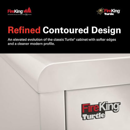 FireKing Turtle Contour - 2 Drawer Fire Safe File Cabinet with Key Lock - 1 Hour Fire Rated, UL Rated & Water Resistant Home Safe - Made in the USA Legal & Letter Filing Cabinet - Platinum