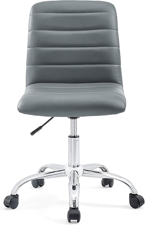 Modway Ripple Ribbed Armless Mid Back Swivel Computer Desk Office Chair In Gray