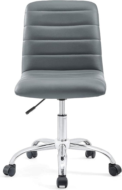 Modway Ripple Ribbed Armless Mid Back Swivel Computer Desk Office Chair In Gray