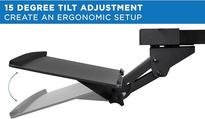 Mount-It! Under Desk Keyboard Tray Slide Out, Height Adjustable Keyboard Mount with Wrist Support, 26" Wide Large Platform, Tilt and Swivel for Office and Home, Black