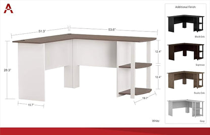 Ameriwood Home Dakota L-Desk with Bookshelves, Espresso