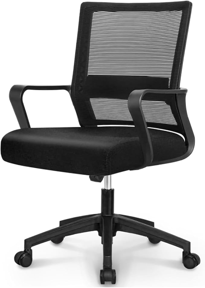 NEO Chair Office Desk Chair Gaming Computer Chair Ergonomic Mesh Mid Back with Rolling Wheels Lumbar Support Comfy Swivel Adjustable for Home (All Black)