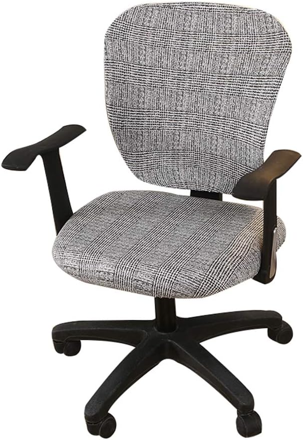 Jinzio Computer Office Chair Cover - Split Protective & Stretchable Cloth Polyester Universal Desk Task Chair Chair Covers Stretch Rotating Chair Slipcover, Charcoal Grey