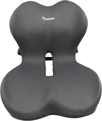 Navizam Lumbar Support Pillow for Office Chair – Seat Cushions for Office Chairs - Back Support for Office Chair, Pillow for Car – Chair Cushion with Anti-Slip Base, Backrest with Elastic Strap