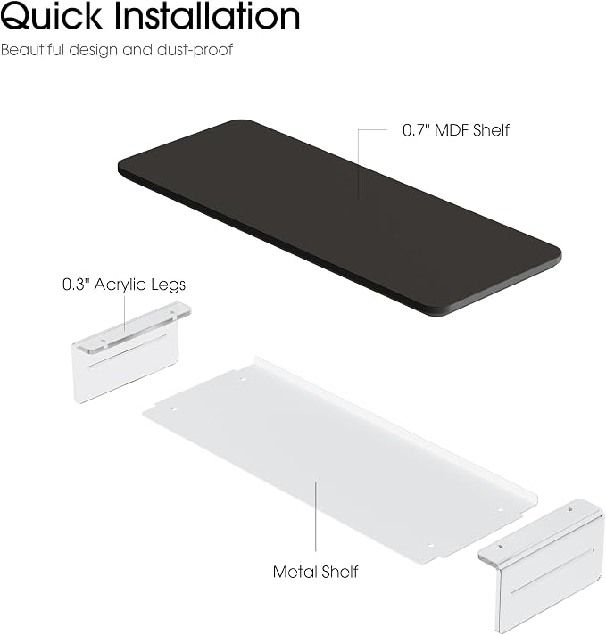 Fenge Acrylic Monitor Stand Riser, 23.6 Inches Monitor Stand with Metal Storage, 2 Tier Acrylic Computer Riser for Desk, Clear Laptop Stand for PC, Laptop, Printer, TV