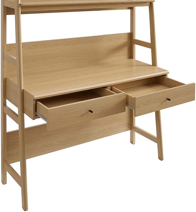 Modway Bixby Home Office Desk with Bookshelf in Oak 18.5 x 49 x 71