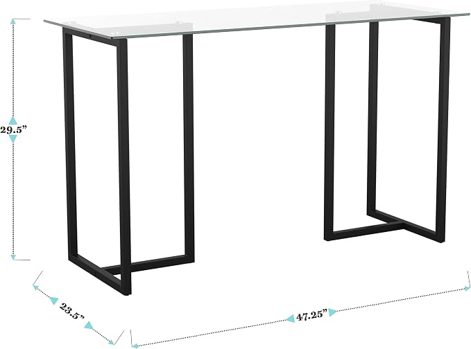 Martha Stewart Eli Home Office Desk with Glass Top and Steel Frame, Oil Rubbed Bronze