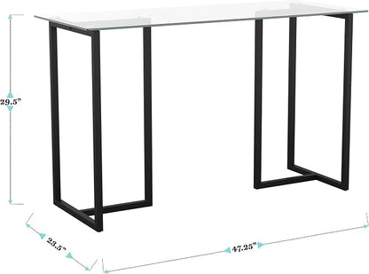 Martha Stewart Eli Home Office Desk with Glass Top and Steel Frame, Oil Rubbed Bronze