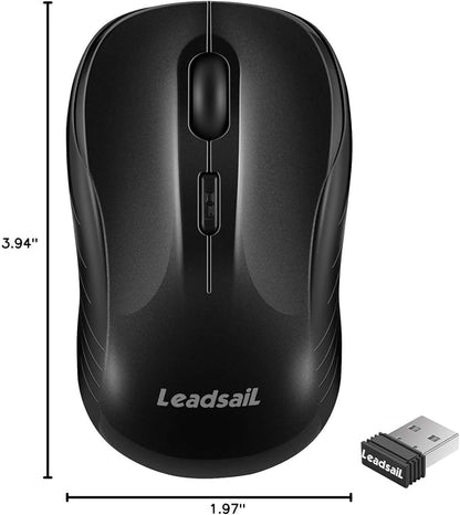 LeadsaiL Wireless Mouse Silent 2.4G USB Computer Compact Optical Cordless Mini Quiet Mice, Noiseless, 4 Buttons, 3 Adjustable DPI Mobile for PC/Laptop/Windows/Mac/Linux