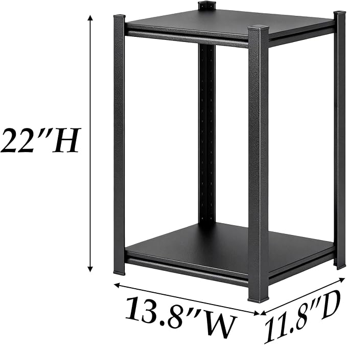 Printer Stand, Metal Shelving Adjustable Storage Shelves, printer table Office Organizer Book shelf corn shelf Industrial Shelving for office organization, black Nightstand (13.8"W×11.8"D×22"H)