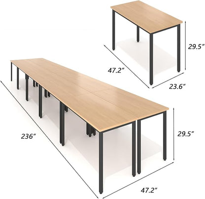 Bonzy Home Conference Tables 20ft Office Computer Desk for Meeting Room Study Writing Printer Podcast Table for 24 People Modern Natural 10PCS 236.2"x47.2"x29.5"
