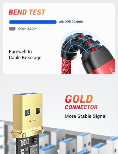 AINOPE USB to USB Cable, 6.6FT*1Pack USB 3.0 A to A Male to Male Cable [Never Rupture] Double End Type A Cord for Data Transfer, Compatible with Hard Drive Enclosures, Laptop Cooler, KVM, DVD Player