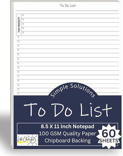 Life Charge To Do List Notepads for Work, Daily Checklist Planner Pads with Priority & Notes, Task Organizer & Productivity Planner, Multiple Sizes & Layouts