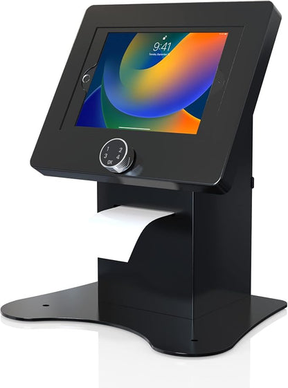 Anti-Theft Tablet Desk Stand – CTA Secured POS Kiosk with Password Lock & Printer Shelf for iPad 11 (A16) - Pro 11-inch M4 - Air 11-inch M3- iPad 10th Gen - Galaxy Tab & More Tablets