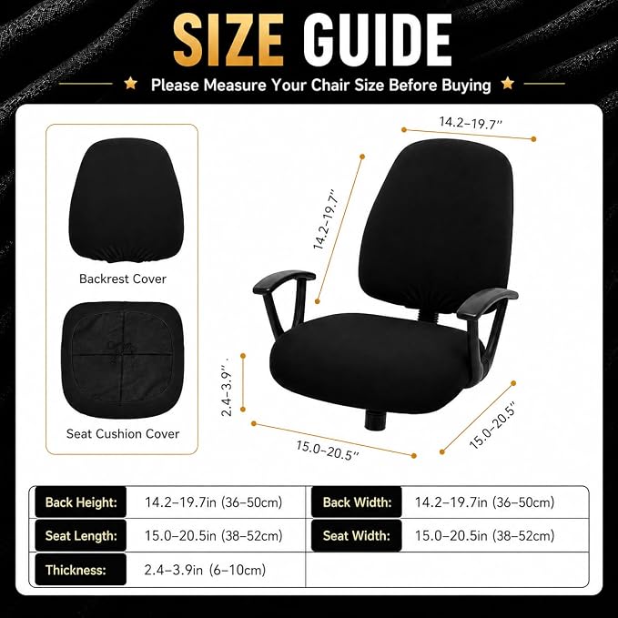 Stretchable Desk Office Chair Seat Covers - Universal Stretch Computer Chair Slipcover - 180GSM Washable Rotating Backrest Coverings & Cushion Protectors for Dogs, Cats, Pets, Yellow