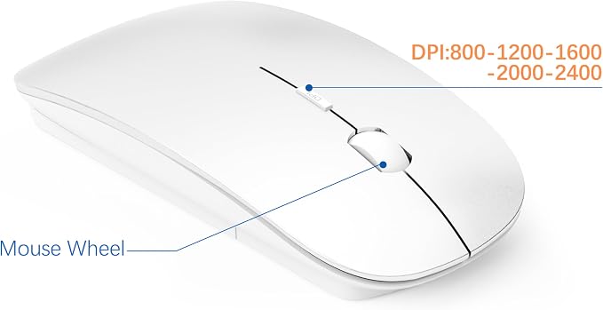 Wireless Keyboard and Mouse Ultra Slim Combo, TopMate 2.4G Silent Compact USB 2400DPI Mouse and Scissor Switch Keyboard Set with Cover, Batteries Included, for PC/Laptop/Windows/Mac - Matte White