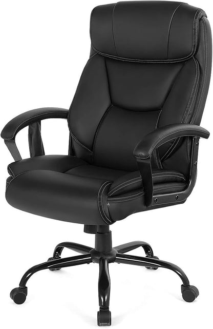 Giantex 500 lbs Big and Tall Office Chair, Massage Executive Chair w/ 6 Vibrating Points, Wide Seat Large Leather High Back Computer Task Desk Chair, Comfortable Headrest, Padded Armrest