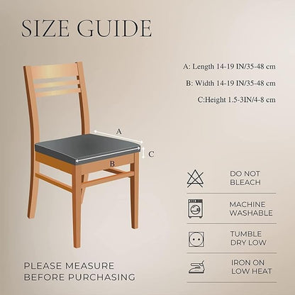 SearchI Cool Fabric Seat Covers for Dining Chairs, 4 Pack Water Repellent Dining Room Chair Seat Covers, Kitchen Chair Seat Covers Protectors(Beige)