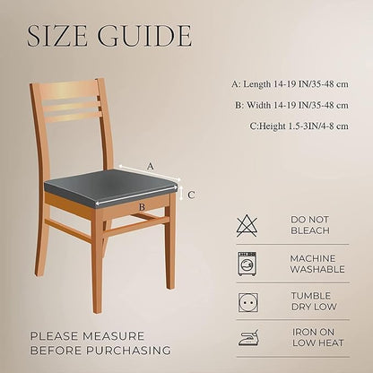 SearchI Waterproof Seat Covers for Dining Chairs, 6 Pack Stretch Dining Room Chair Seat Covers, Kitchen Chair Seat Covers Protectors(Beige and Blue Flower)