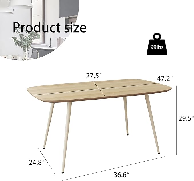 HIPIHOM 47.2'' Dining Table Set for 2,Modern Wood Dining Table,Leather Dining Chairs 2,Table and Chairs Set of 2,Ideal for Kitchen Dining Room (Cat Scratch Table + 2 White Chairs, 47.2")