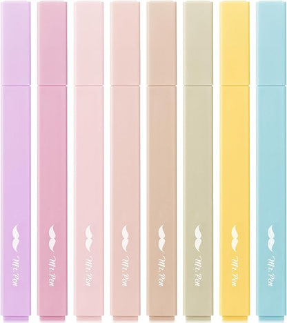 Mr. Pen- Aesthetic Highlighters No Bleed, 8 Pack, Neutral Colors | Chisel Tip, Cute Highlighters Assorted Colors for Journaling, Highlighting, Underlining, Fast Dry, Back to School Supplies