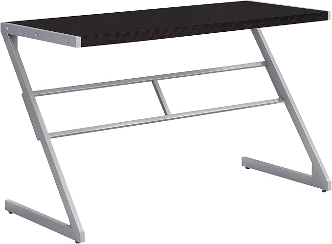 Monarch Specialties Simple Modern Study Laptop Table for Home & Office Computer Desk-Z-Shaped Metal Leg, 48" L, Cappuccino