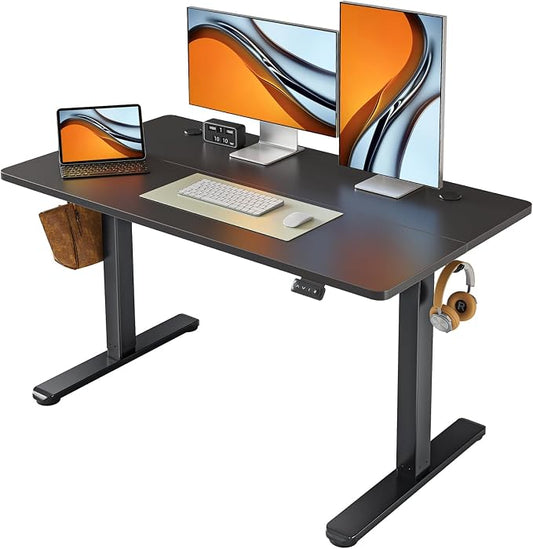 FAMISKY Electric Standing Desk, 48 x 24 Inches Height Adjustable Desk, Ergonomic Home Office Computer Workstation with Splice Board, Black