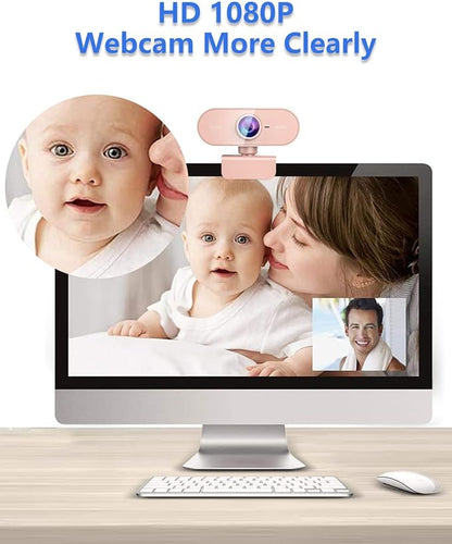 Webcam for PC&1080P HD Web Cam,Webcam with Microphone,Stand for PC/MAC/Laptop/Desktop,Wide Angle Web Cameras for YouTube,Skype,Zoom,Xbox One,Video Calling,Studying Pink