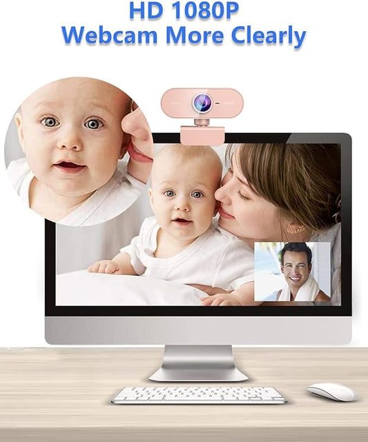 Webcam for PC&1080P HD Web Cam,Webcam with Microphone,Stand for PC/MAC/Laptop/Desktop,Wide Angle Web Cameras for YouTube,Skype,Zoom,Xbox One,Video Calling,Studying Pink