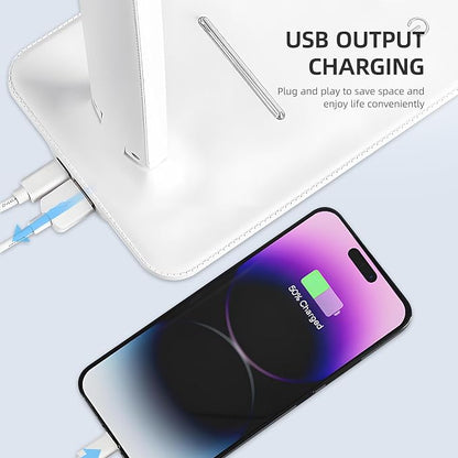 Carehabi LED Desk Lamp, Dimmable Table Lamp with 5 Colors and 5 Brightness Levels, Reading Light with USB Charging Port, Touch Control for Children, Bedroom, Reading, Offices