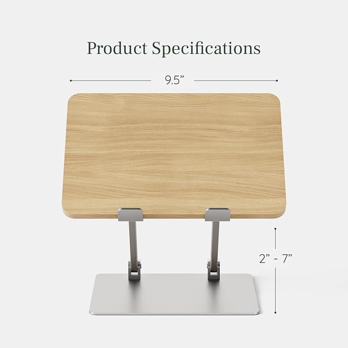 Branch Adjustable Laptop Stand - Portable Wooden Laptop Riser with Customizable Height & Angle - Foldable - Secure Silicon Grips for Home or Office - Woodgrain