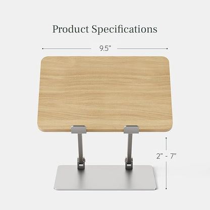 Branch Adjustable Laptop Stand - Portable Wooden Laptop Riser with Customizable Height & Angle - Foldable - Secure Silicon Grips for Home or Office - Woodgrain