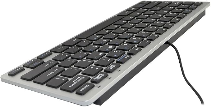 iKKEGOL Mini USB Slim Wired 78 Key Small Super Thin Compact Keyboard for Desktop Laptop PC Win 7 Mac (Black with Silver)