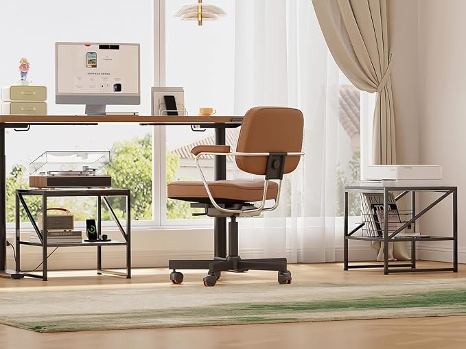 2-Tier Large Priner Stand with Charging Station, 20"×20" Under Desk Printer Table with Power Outlets and USB Ports for Home Office, Mini Fridge Stand, Storage Shelf for Scanner Fax Machine, Grey Oak