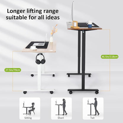 farexon 55 x 24inch Electric Standing Desk Adjustable Height with Power Outlets, Stand up Desk with Wheels,Hooks, Mouse Pad, Preset Heights Home Office Gaming Computer Workstations Table（Oak）