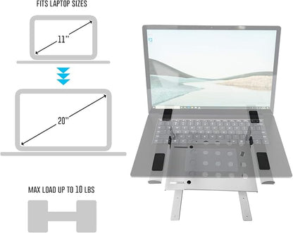 AxcessAbles Two-Tier Adjustable DJ Stand with Clamps | For Controllers and Laptops up to 20lbs.| Controller Stand Compatible with DDJ-REV1, DDJ-FLX4, Party Mix | (LTS-03 White)